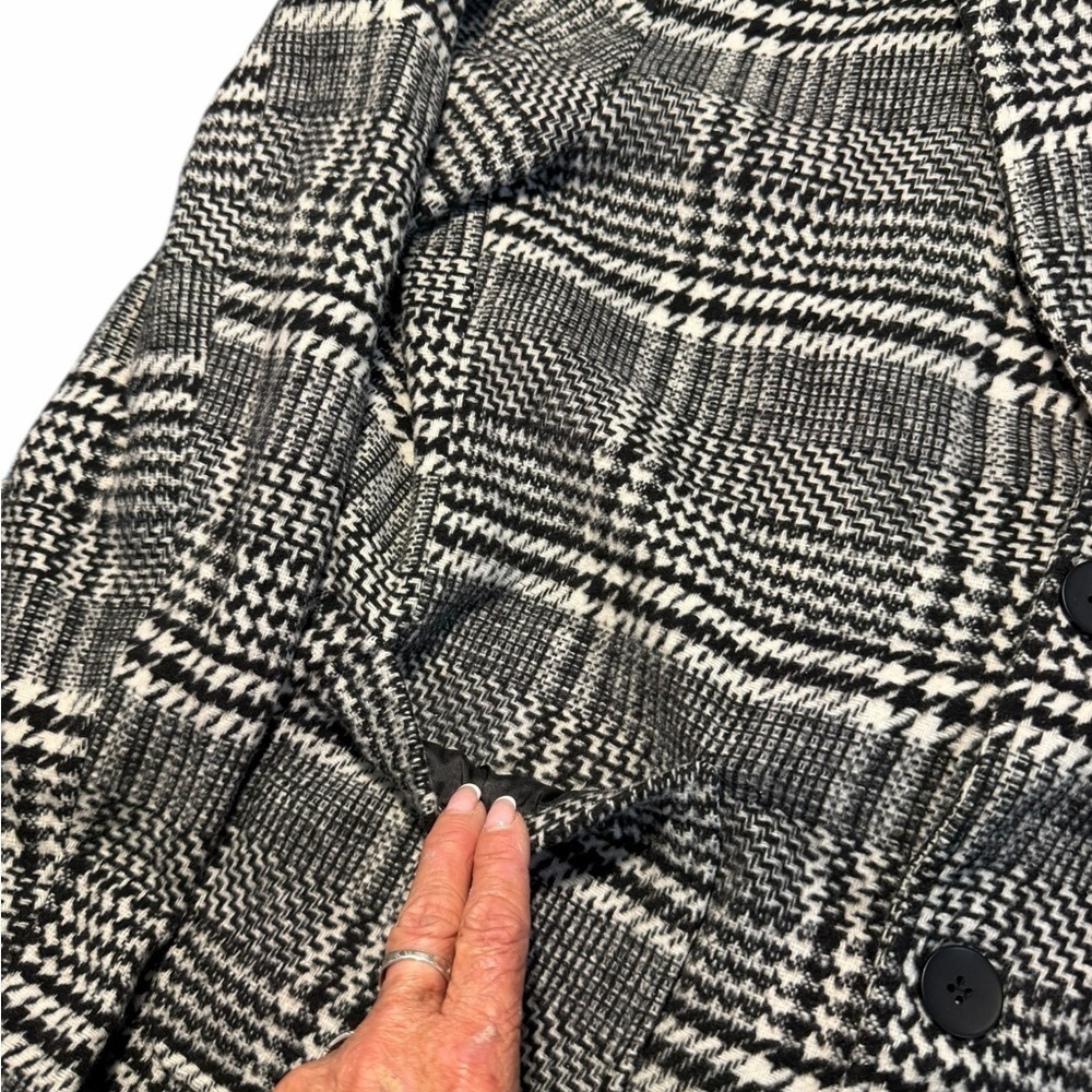 UANEO Wool Blend Black and White Plaid Blazer Coat Sz Lrg (unisex) - Picture 10 of 15